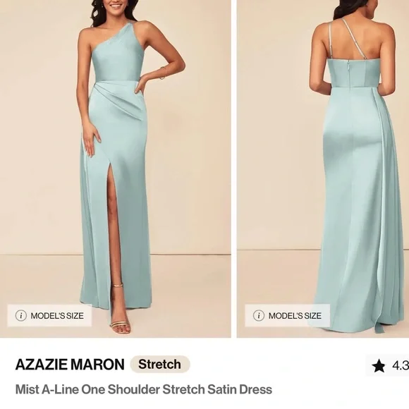 Azazie Maron One Shoulder Dress in Mist Blue - Picture 2 of 2